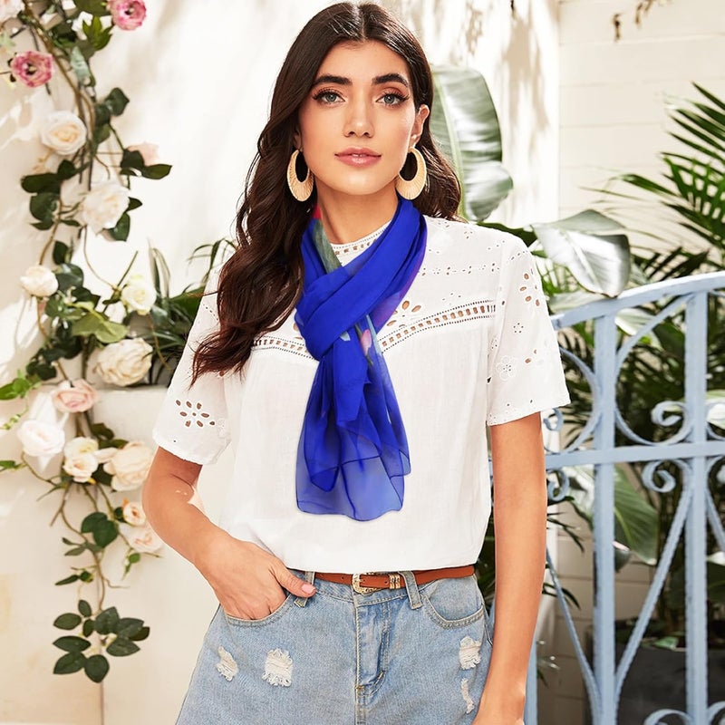 E-Clover Women Soft Floral Print Shawl Chiffon Sheer Scarf - Image 3